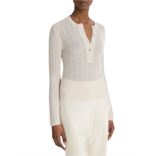 Vince waffle knit cashmere & silk-blend henley