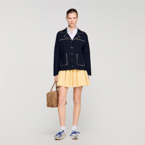 Sandro studded blazer collar cardigan