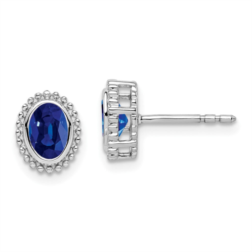 Diamond2Deal 14k white gold oval sapphire stud earrings
