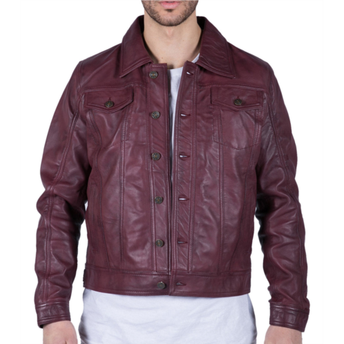 TruClothing leather jacket burgundy wine jeans
