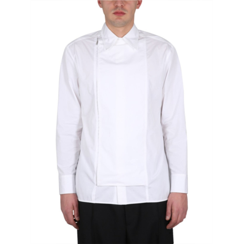 Jil Sander asymmetrically zippered white casual shirt