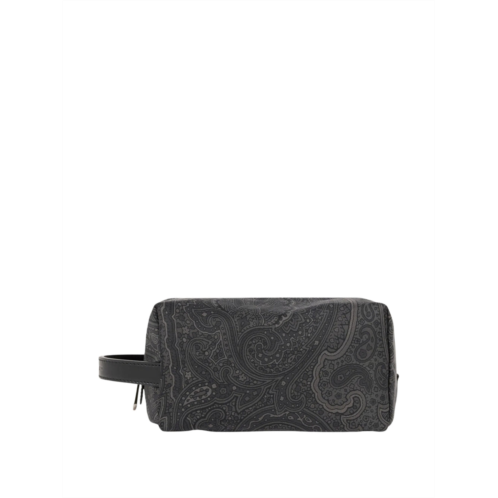 ETRO rectangular nylon pouch with paisley print and side handle