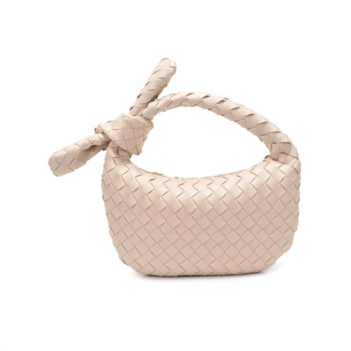 Urban Expressions womens lizbeth woven knot clutch bag in oatmilk