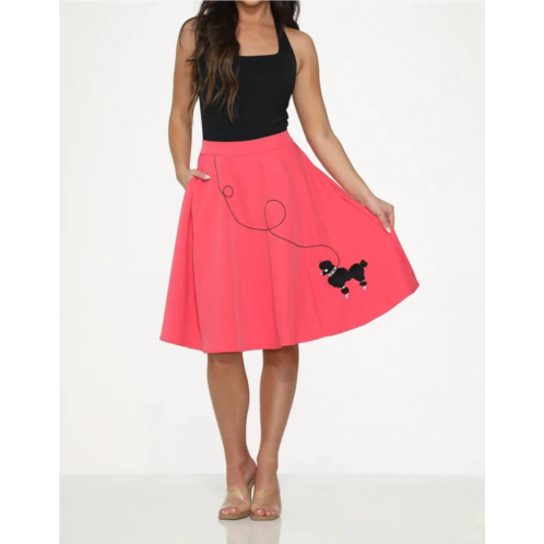 Orchid Bloom embroidered poodle swing skirt in hot pink