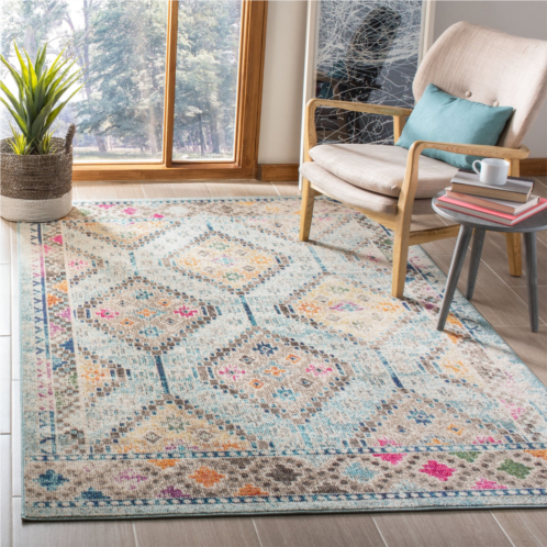 Safavieh madison machine made area rug blue / yellow bohemian style easy care