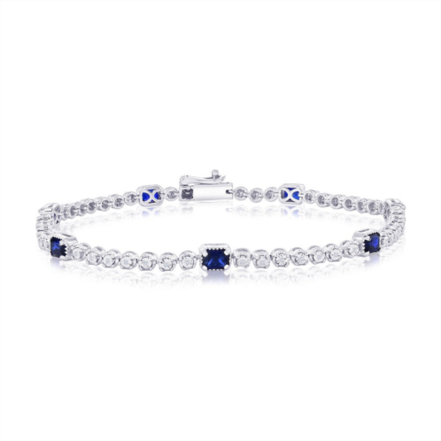 Simona sterling silver lab-grown sapphire and natural diamond bracelet - 2.17ct