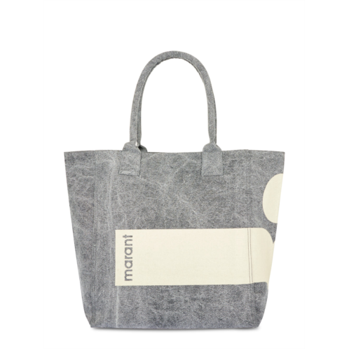 ISABEL MARANT textured cotton tote bag with graphic detail