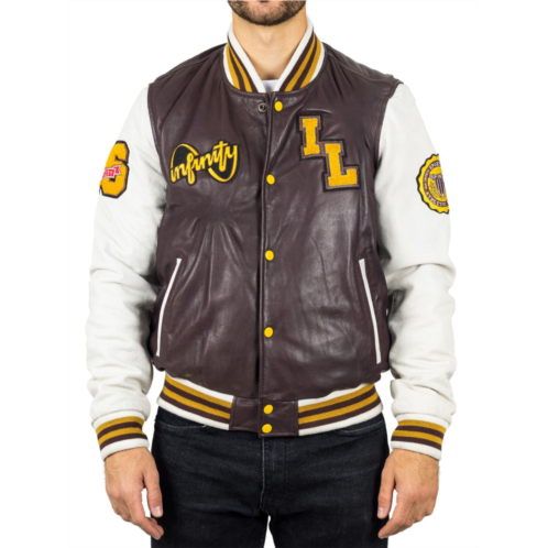TruClothing genuine leather bomber jacket baseball letterman coat