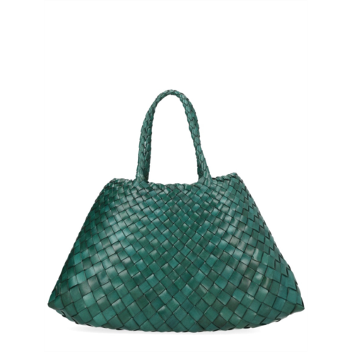 DRAGON DIFFUSION green santa croce woven leather handbag