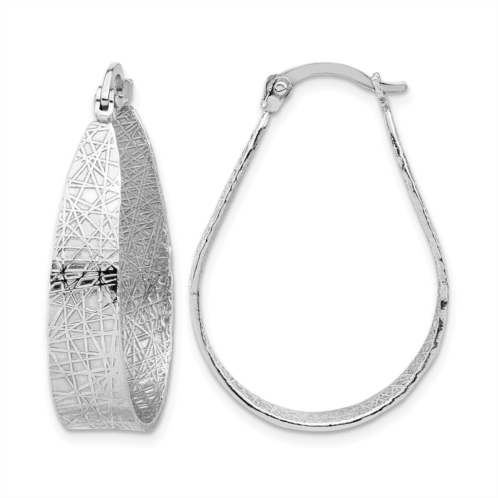 Diamond2Deal sterling silver textured oval hoop earrings