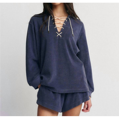 THE GREAT. microterry swing short in vintage blue