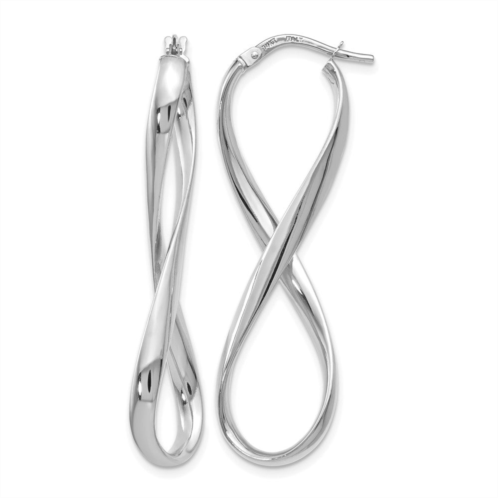 Diamond2Deal 14k white gold polished fancy infinity hoop earrings