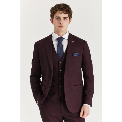 Oliver Tweed (Infinity Leather) mens wine suit blazer prince of wales formal blazer