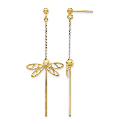 Diamond2Deal 14k yellow gold dragonfly drop dangle earrings