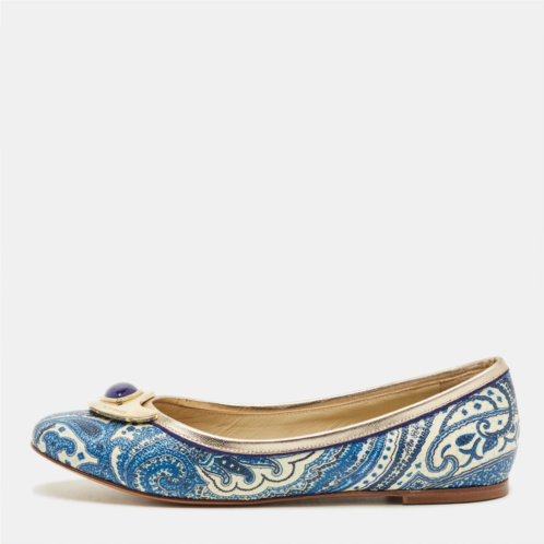 Etro multicolor paisley coated canvas and leather ballet flats