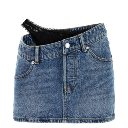 Alexander Wang t by asymmetric lace detail mini skirt