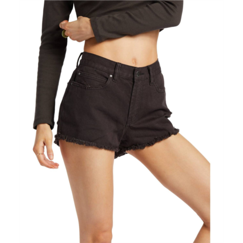Billabong womens drift away frayed denim shorts in black pebble
