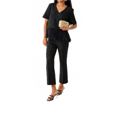 Lilly Pulitzer jarrae jacquard high rise crop flare pants in noir exploded flower stretch jacquard