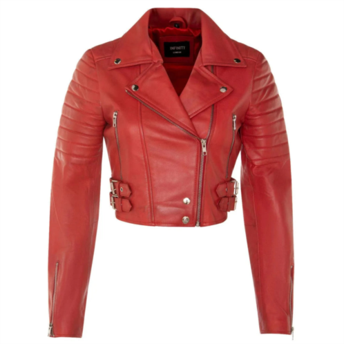 TruClothing real leather short cropped length brando style biker jacket
