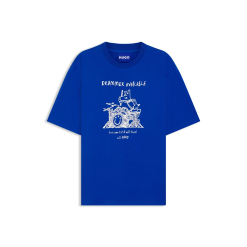 HUGO logo-artwork t-shirt in cotton jersey