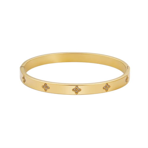 Adornia tarnish resistant 14k gold plated pave clover cuff