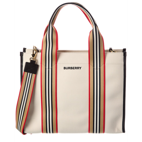 Burberry icon small canvas & leather tote