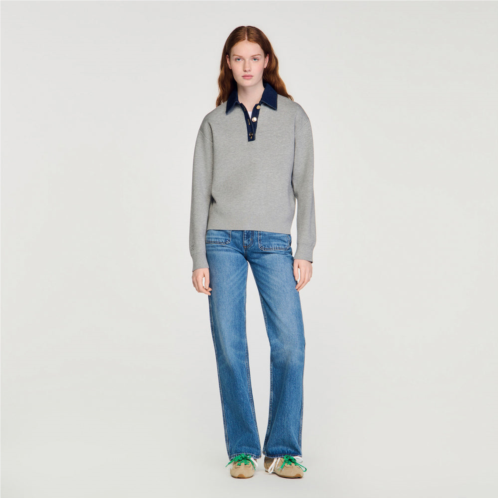 Sandro sweater with denim collar