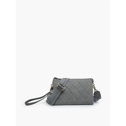 Jen & Co. izzy vegan quilted crossbody bag in grey blue