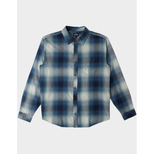 Billabong mens coastline flannel shirt in dark navy blue