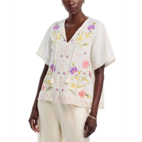 Johnny Was calista ruffle sleeve field blouse in elordi