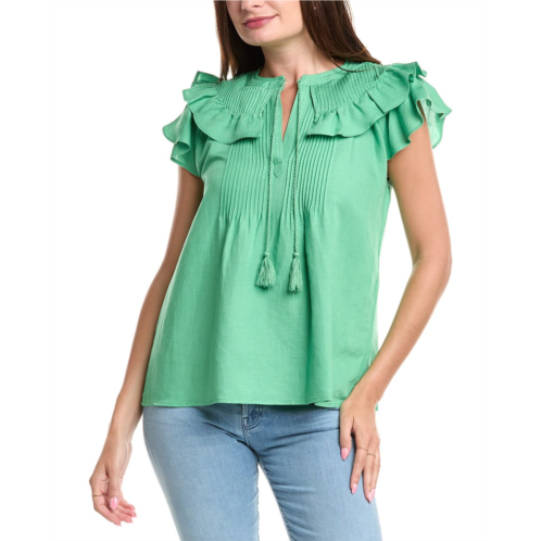T Tahari linen-blend blouse