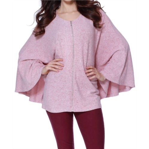 French kyss eloise kashmira zip up poncho in rose