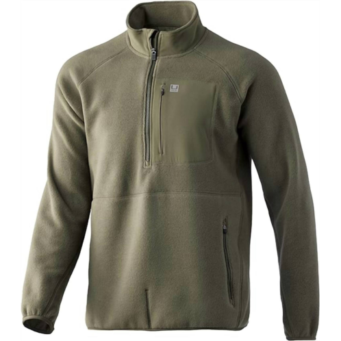 HUK mens waypoint fleece 1/2 zip jacket in moss