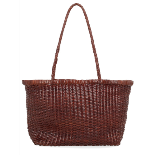DRAGON DIFFUSION dark brown b weave small leather tote bag
