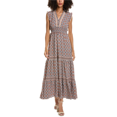 Max Studio v-neck smocked waist tiered maxi dress