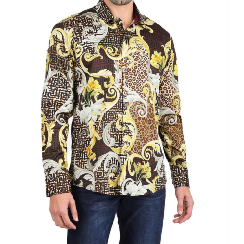 BARABAS just baroque long sleeve shirt in coffee