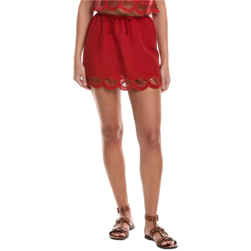 Onia air linen-blend scallop mini skirt