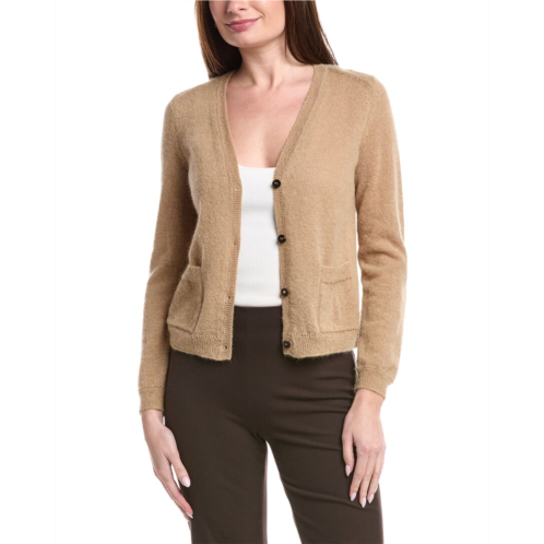 Lafayette 148 New York patch pocket v-neck mohair & alpaca-blend cardigan