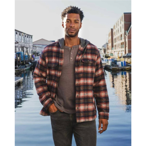 Flags & Anthem whitehall hooded shirt jacket in navy/red