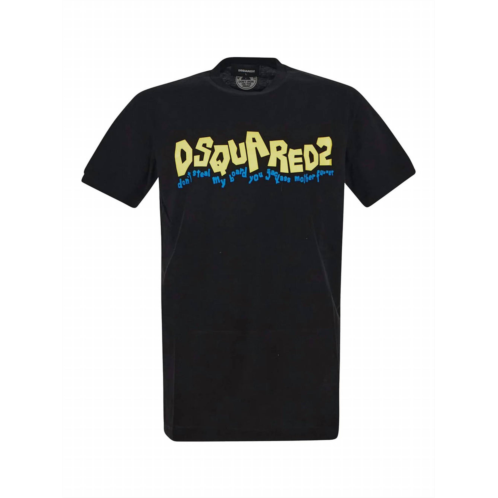 Dsquared2 mens waving logo graphic cotton t-shirt in black