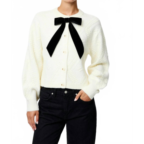 FRENCH CONNECTION kitty bobble contrast cardigan in porcelain/ black