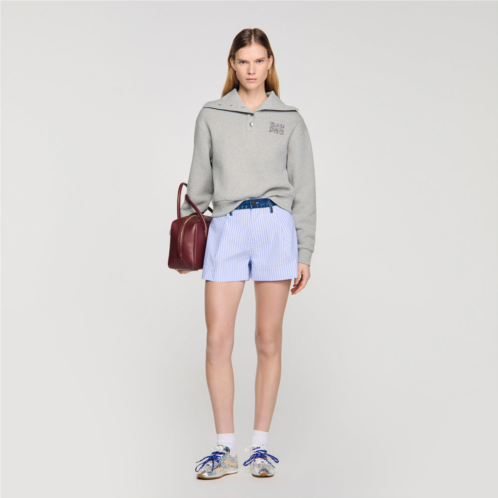 Sandro embroidered split neck sweatshirt