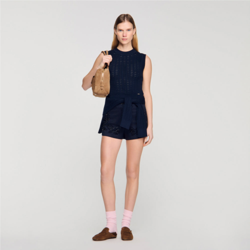 Sandro textured cropped knit sweater