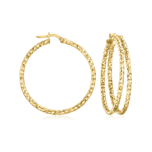 Ross-Simons italian 18kt gold over sterling diamond-cut double-hoop earrings