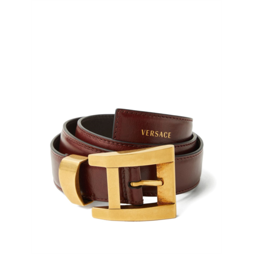 VERSACE silk and nylon belt with gold-tone buckle and logo detail