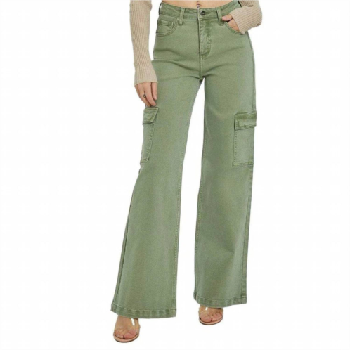 RISEN high rise wide leg cargo pants in olive