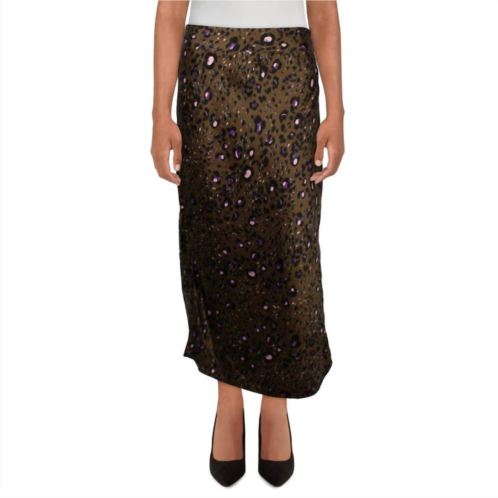 Walter Baker animal print side slit pencil skirt in olive leopard