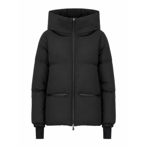 HERNO quilted black puffer jacket with high collar and attached hood