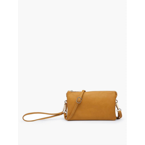 Jen & Co. womens riley crossbody purse with guitar strap in mustard