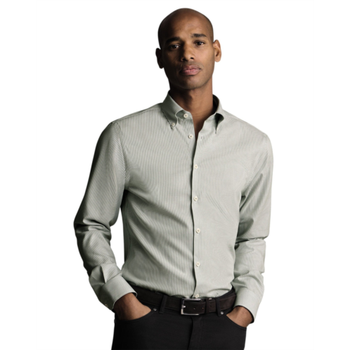 Charles Tyrwhitt Charles trywhitt mens stripe non-iron button-down oxford slim fit shirt single cuff